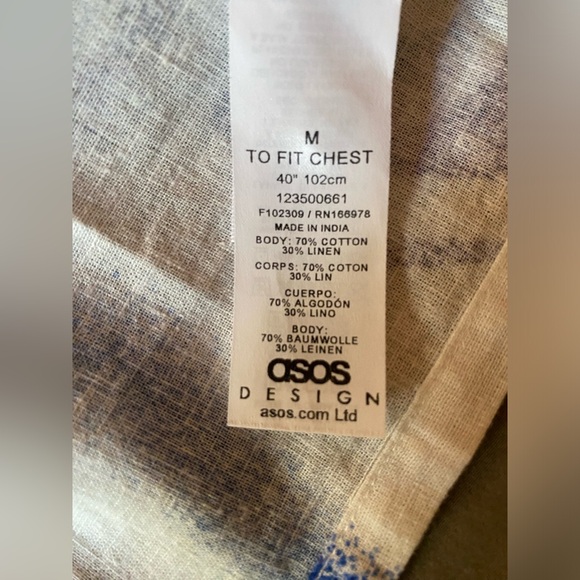 ASOS Design Men’s Short Sleeve Button Down Shirt Size M Boxy Cut 90s/80s Style - Picture 9 of 11